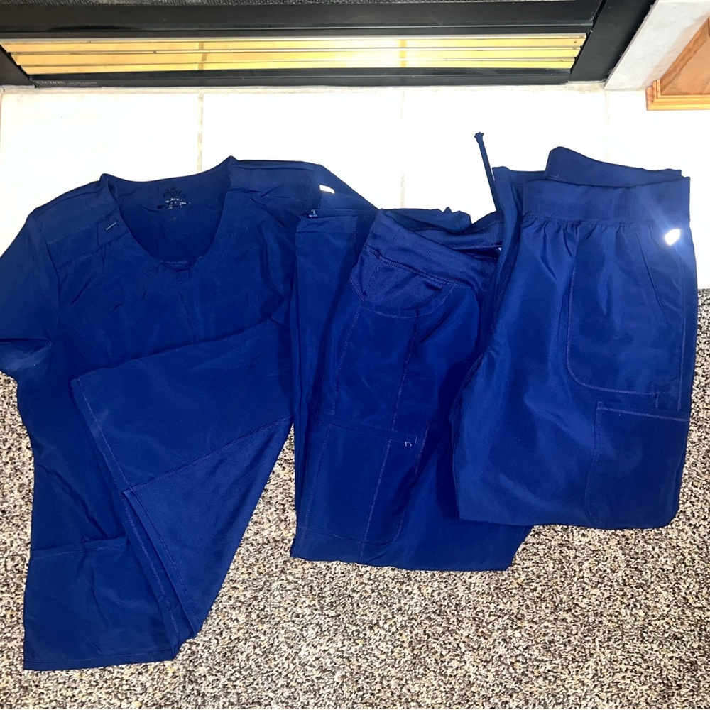 Cherokee Women's Boot Cut & Flare Scrub Pants and Top - Royal Blue
